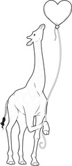 Giraffe Heart Balloon Animal Vector Graphic Art Illustration