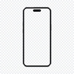 Smartphone mockup. Cellphone frame with transparent screen isolated on transparent background.