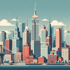 New York City flat vector skyline