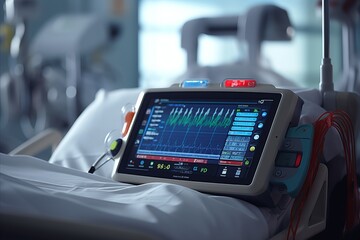 Icu recovery. life support and urgent monitoring in hospital medical emergency services - obrazy, fototapety, plakaty