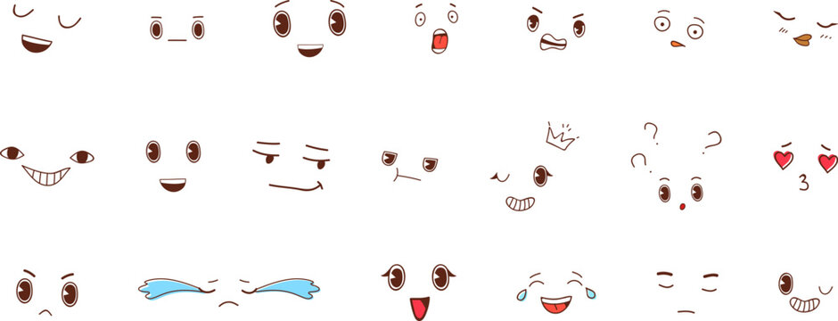 Set of different anime emotion with effects.