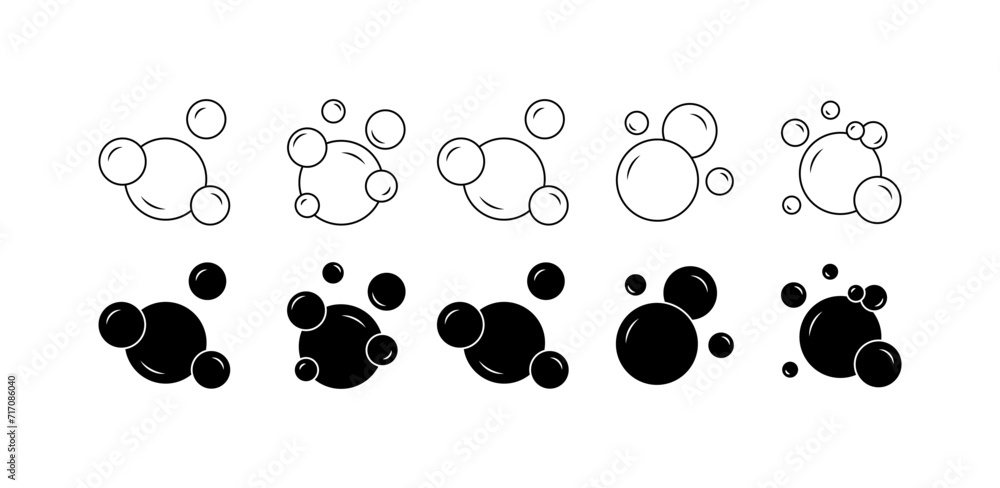 Poster abstract circle background icon set. linear and silhouette style. vector icons