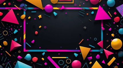 Back To The 90's Backdrop on black background, 90s Theme Party Decoration, Retro Birthday Sign, Nostalgic Disco, Millennial Gen Z Hip Hop Banner. Typical retro background of the 90’s