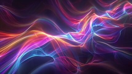 A digital interpretation of aurora borealis in a wavy abstract form, pulsating with ethereal colors