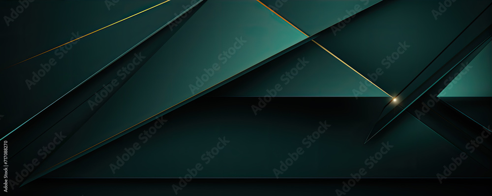 Aufkleber dark green abstract in wide banner shape. polygon elegant or frame background. copy space for text.