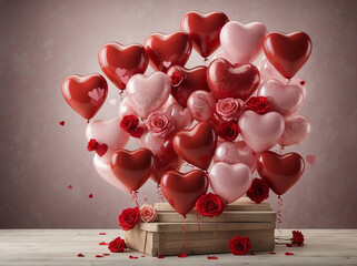 Heart shaped balloons. Celebrating Valentine's Day