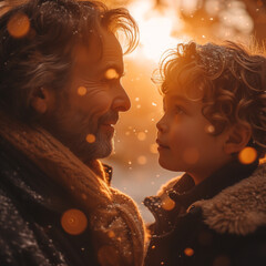 Loving father portrait with his young son