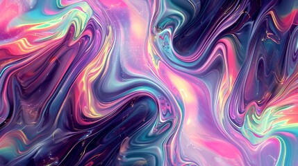 A psychedelic wavy pattern with iridescent hues, transporting viewers to a surreal dreamlike state - obrazy, fototapety, plakaty