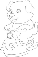 Dog Motorcycle Animal Vector Graphic Art Illustration