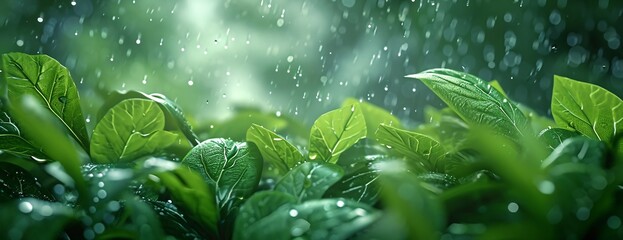 water drops on green leaf, background, wallpaper