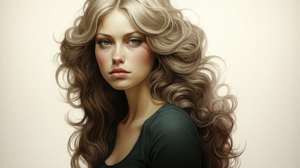 Fototapeta premium An image of a stunning fair-haired woman with wavy locks, exuding sophistication and allure