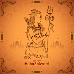 Fototapeta na wymiar Traditional Happy Maha Shivratri Indian festival decorative background design