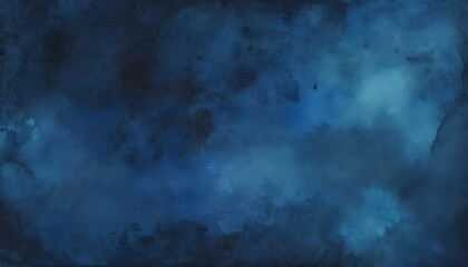 Abstract blue watercolor background painting, dark blue abstract ocean waves and spray in painted texture with soft blurred white fog or haze - obrazy, fototapety, plakaty