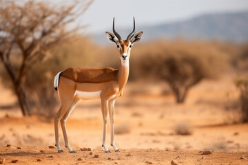 Male Impala Antelope in the Kalahari Desert, South Africa - obrazy, fototapety, plakaty