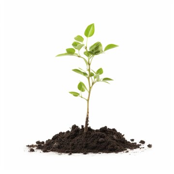 Beautiful green small tree plants seedling isolated white background