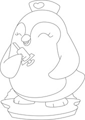 Penguin Nurse Syringe Animal Vector Graphic Art Illustration
