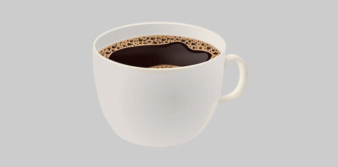 Cup Of Black Coffee Isolated Vector Illustration.	