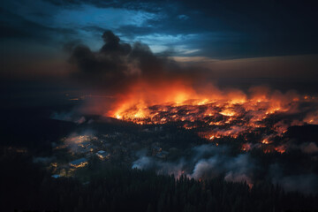 Fototapeta na wymiar forest fire.Trees burning in forest fire.fire in progress.wildfire