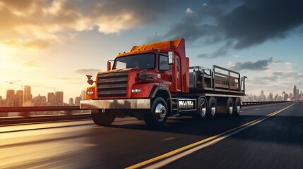 Unidentifiable car transported on breakdown truck for highway recovery or repair services