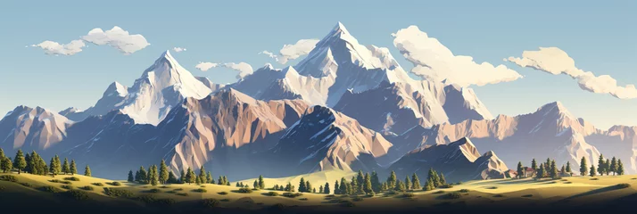 Photo sur Plexiglas Everest Mountains in the clouds, Vector illustration of a mountain landscape, Ai Generated