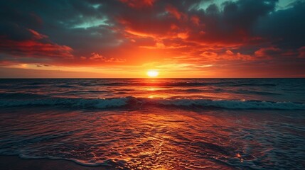 Fototapeta na wymiar red sunset over the ocean