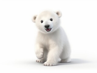 White polar bear isolated on a white background