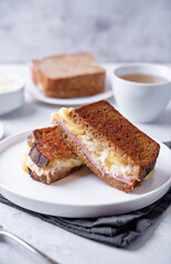 Reuben sandwich with ham, sauerkraut and cheese