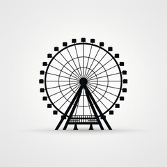 Fototapeta premium Ferris wheel icon silhouette entertainment round picture Ai generated art