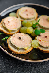 foie gras liver sandwich fresh goose or duck appetizer meal food snack on the table copy space food background rustic top view