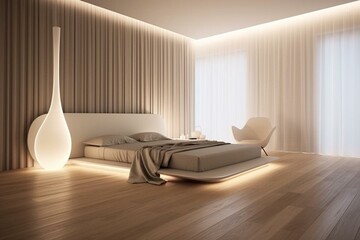 minimalist room with soft lighting - contemporary interior design concept. Generative AI