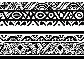 Set of polynesian traditional native design national pattern