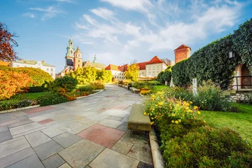 Fototapeten Wawel castle famous landmark in Krakow Poland. Landscape on coast river Wis © alexanderuhrin