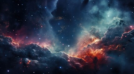 Deep Space. Beautiful Space Landscape with Star Clusters and Nebulae. Elements of this Image - obrazy, fototapety, plakaty