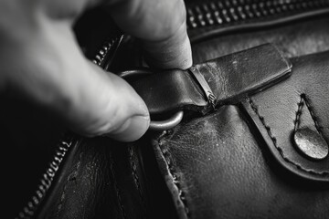 A person holding a leather wallet with a metal clasp. This versatile image can be used in various contexts