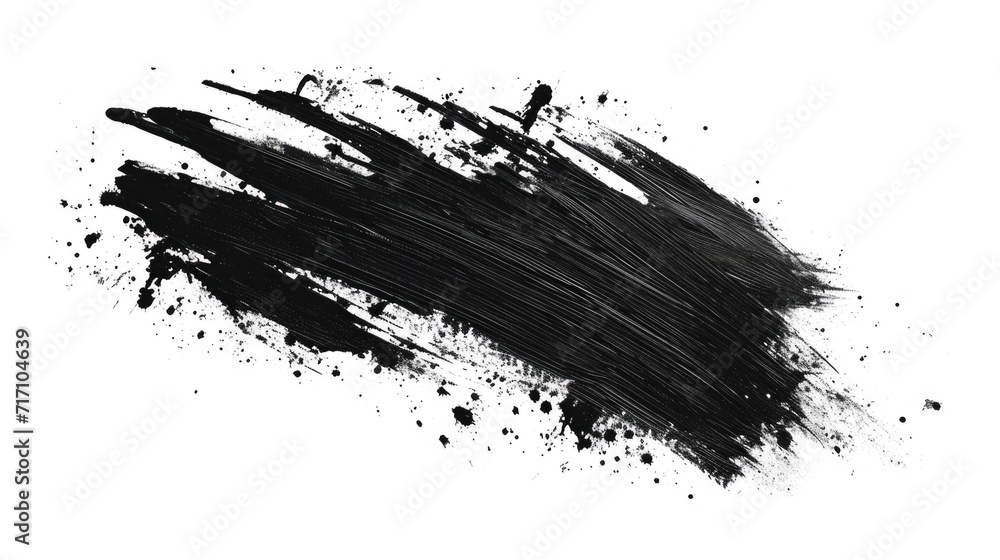 Poster A close-up view of a black brush stroke on a clean white background. This simple and minimalist image can be used for various design projects