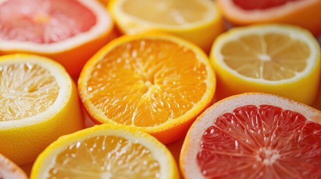 A close-up view of a bunch of sliced oranges. This vibrant image showcases the juicy and refreshing nature of oranges. Perfect for food-related projects or promoting healthy eating habits
