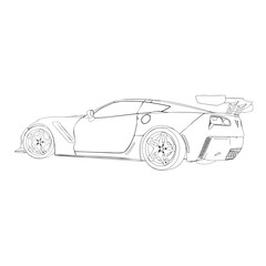 Obraz premium Outline Coloring book modern American Muscle Car Sportcar Corvette 