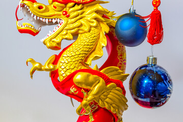 Fototapeta premium Chinese New Year 2024 - Year Of The dragon, New year greeting card background