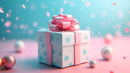 gift box with pink ribbon