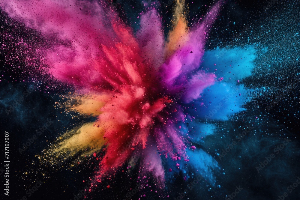 Aufkleber colorful powder exploding in the air, creating a vibrant and dynamic scene. perfect for celebrations
