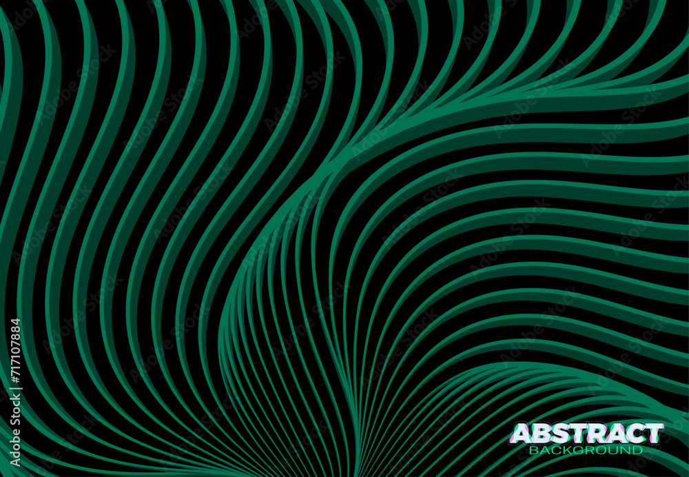 Aufkleber abstract vector background with 3d stripes in the form of green plant. elegant modern design templat