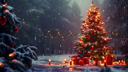 christmas tree in snow