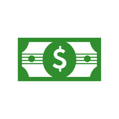  Green dollar, dollar bill, banknote, money - vector icon