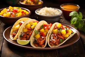 Authentic mexican tacos al pastor - savory and irresistible, perfect for any food lovers palate - obrazy, fototapety, plakaty
