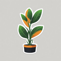 sticker vector Plant white background isolated