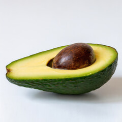 Avocado slice in half with white background