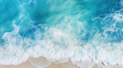 View of the blue waves on the beach - obrazy, fototapety, plakaty