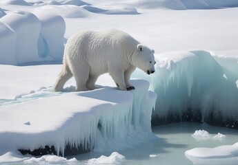 Ours polaire sur un bloc de glace dtach de la