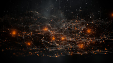 Intricate network connections visualized with glowing nodes, symbolizing the complexity and connectivity of digital intelligence. - obrazy, fototapety, plakaty
