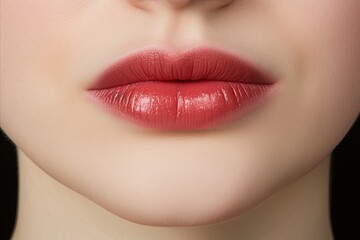 Fototapeta premium close-up portrait of woman with stunning red lips, exudes glamour and beauty